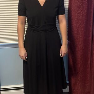 Ann Taylor Black V-Neck Midi Dress